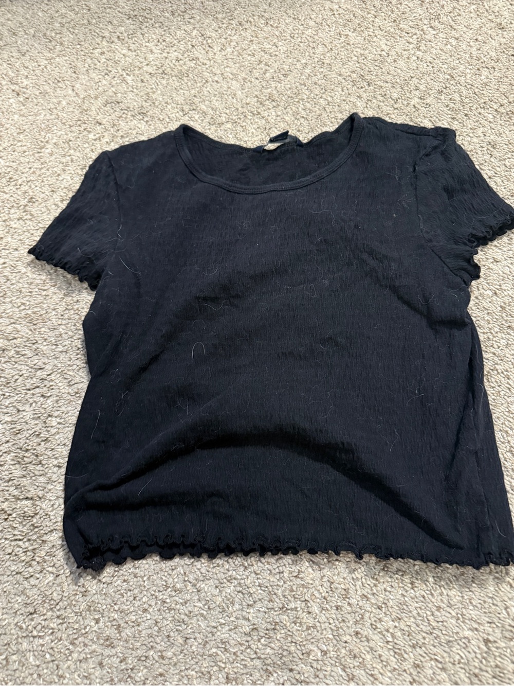 American Eagle Outfitters Black Ribbed Short Sleeve Crop Top